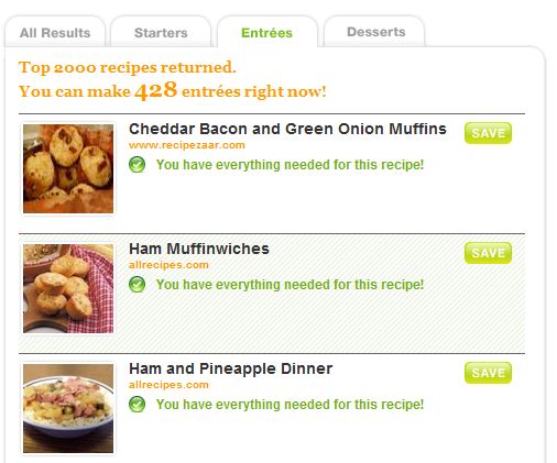 supercook meal planning recipe results
